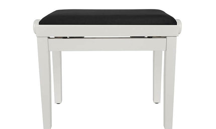 piano bench with adjustable seat (55,5x32,5x48-56cm), satin white with black velvet seat