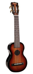 soprano ukulele, concert scale neck, 3 tone sunburst, with bag