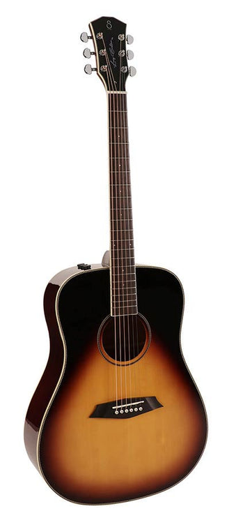 acoustic dreadnought guitar with SIB electronics, vintage sunburst