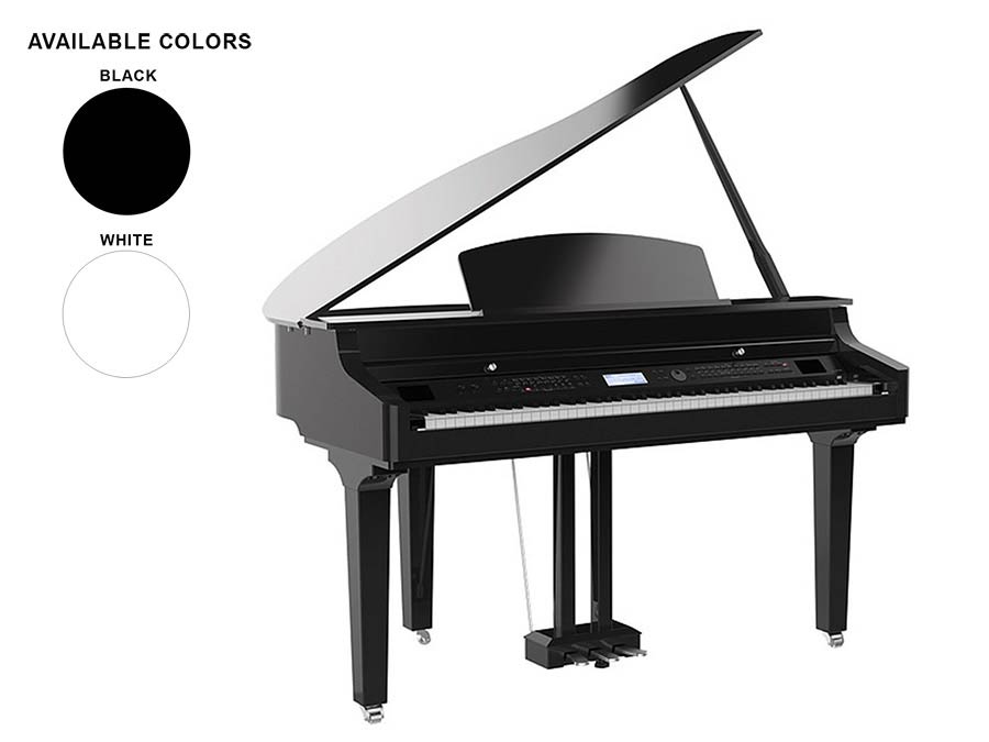 digital baby grand piano, 88 keys graded hammer action, triple sensor (K8), 2 x 100 watt - black