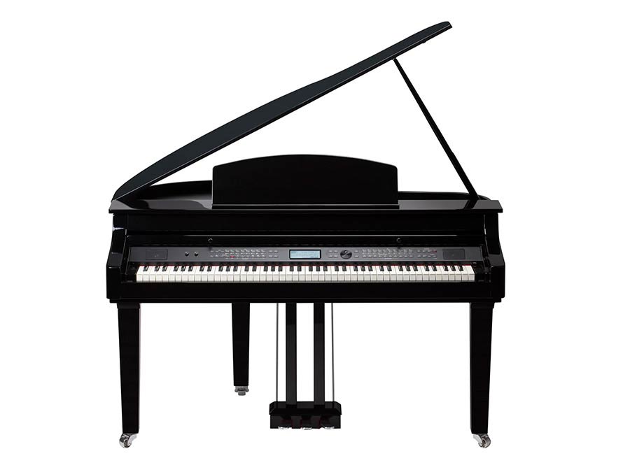 digital baby grand piano, 88 keys graded hammer action, triple sensor (K8), 2 x 100 watt - black