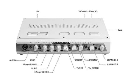 class D bass amplifier, 2x700w 2.85kg, black