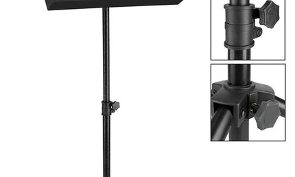 metal music stand, black, solid desk, desk size 48x35cm