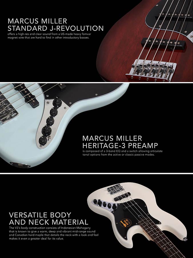Sire Basses - V3+ 4/awh - 4-String Active Bass Guitar – Antique White