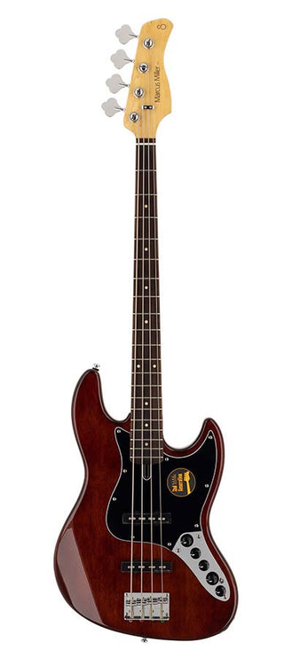 4-string active bass guitar natural mahogany