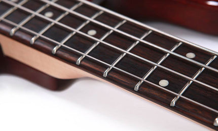 4-string active bass guitar natural mahogany