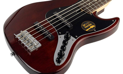 5-string active bass guitar natural mahogany