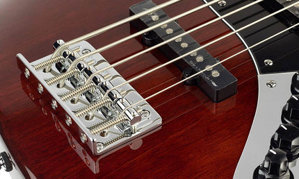 5-string active bass guitar natural mahogany