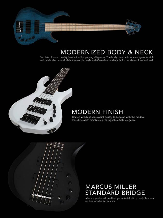 Sire Basses - M2+ 4/tbk - 4-String Active Bass Guitar – Transparent Black