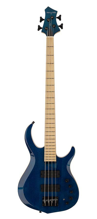 4-string active bass guitar transparent blue