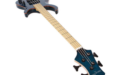 4-string active bass guitar transparent blue