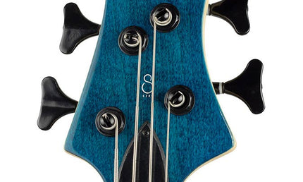 4-string active bass guitar transparent blue