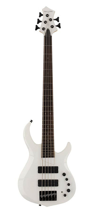 5-string active bass guitar white pearl