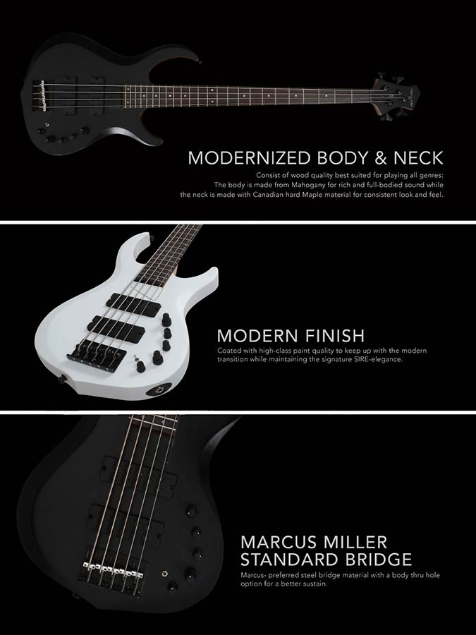 Sire Basses - M2+ 5/whp - 5-String Active Bass Guitar – White Pearl