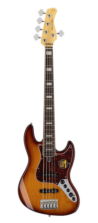 alder 5-string active bass guitar tobacco sunburst