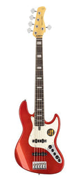 alder 5-string active bass guitar bright metallic red