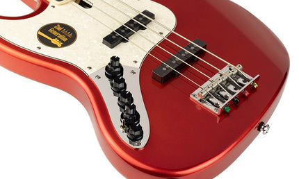 lefty alder 4-string active bass guitar bright metallic red