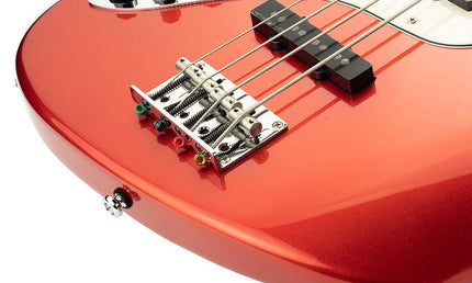 lefty alder 4-string active bass guitar bright metallic red