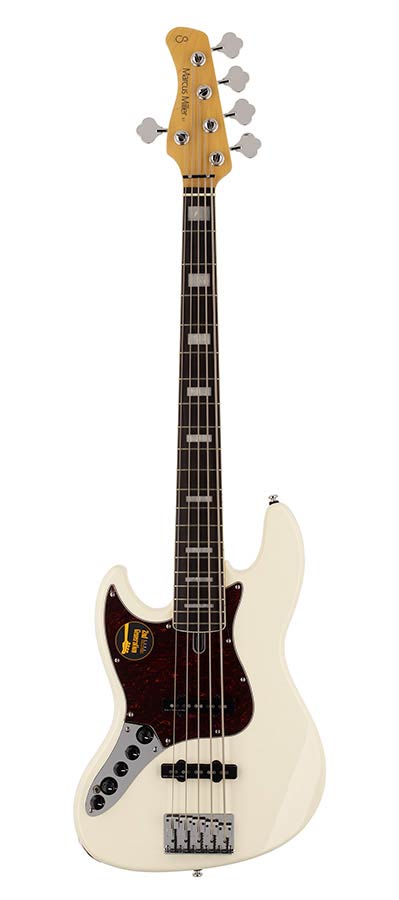 Sire Basses - V7+ A5L/AWH - lefty alder 5-string active bass guitar antique white – Antique White
