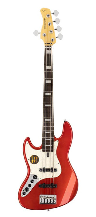 lefty alder 5-string active bass guitar bright metallic red