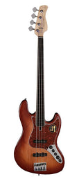 fretless alder 4-string active bass guitar tobacco sunburst