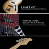 Sire Basses - V7+ A4f/ts - Fretless Alder 4-String Active Bass Guitar – Tobacco Sunburst