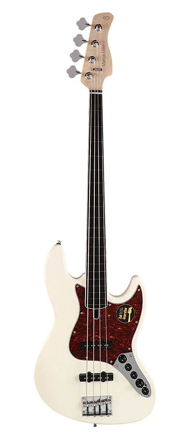 Sire Basses - V7+ A4F/AWH - fretless alder 4-string active bass guitar antique white – Antique White