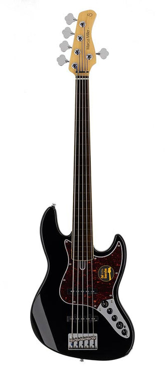 fretless alder 5-string active bass guitar black