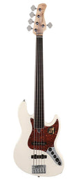 fretless alder 5-string active bass guitar antique white