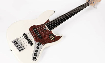 fretless alder 5-string active bass guitar antique white