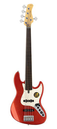 fretless alder 5-string active bass guitar bright metallic red