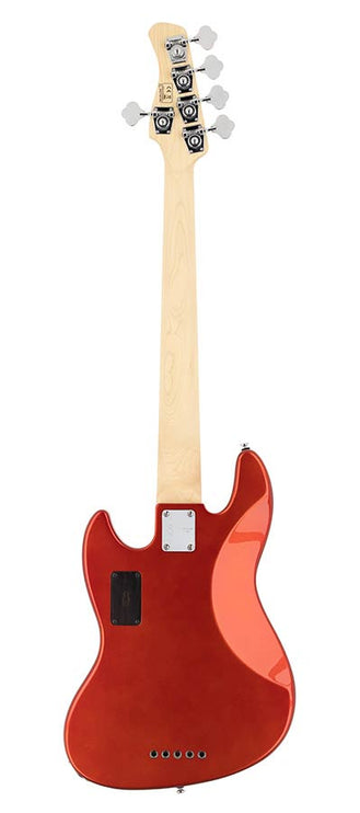 fretless alder 5-string active bass guitar bright metallic red