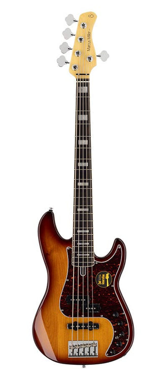 alder 5-string active bass guitar tobacco sunburst