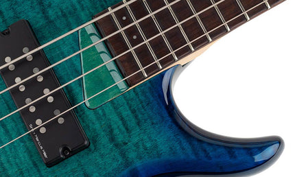 alder + solid maple 4-string bass guitar transparent blue