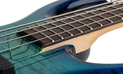 alder + solid maple 4-string bass guitar transparent blue