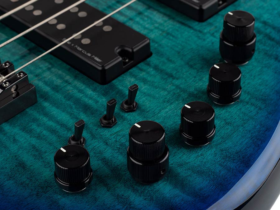 Sire Basses - M7+ A4/tbl - Alder + Solid Maple 4-String Bass Guitar – Transparent Blue