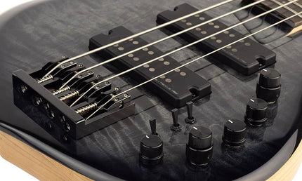 swamp ash + solid maple 4-string bass guitar transparent black