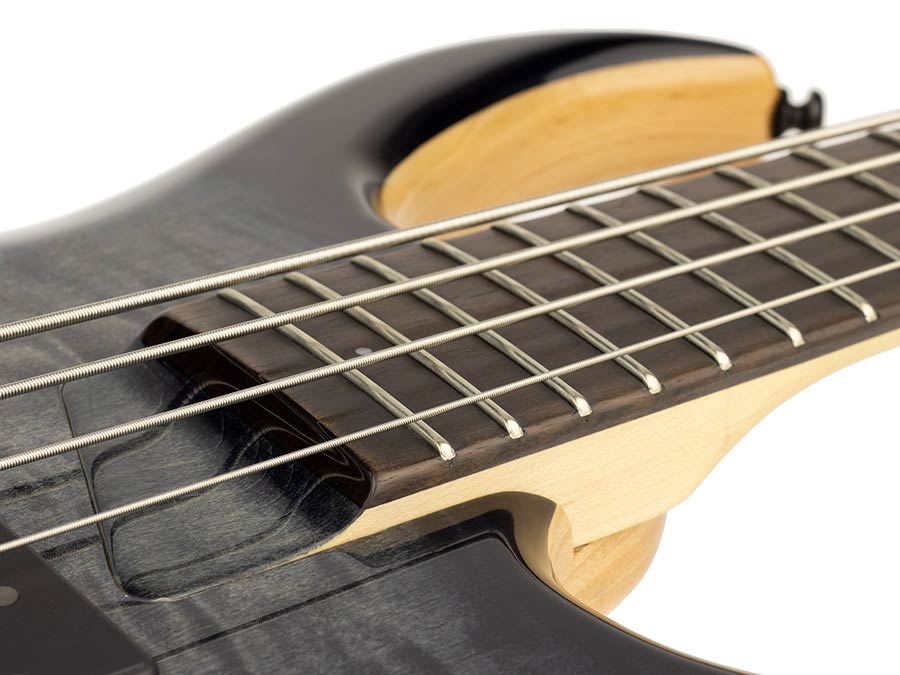 Sire Basses - M7+ S4/tbk - Swamp Ash + Solid Maple 4-String Bass Guitar – Transparent Black