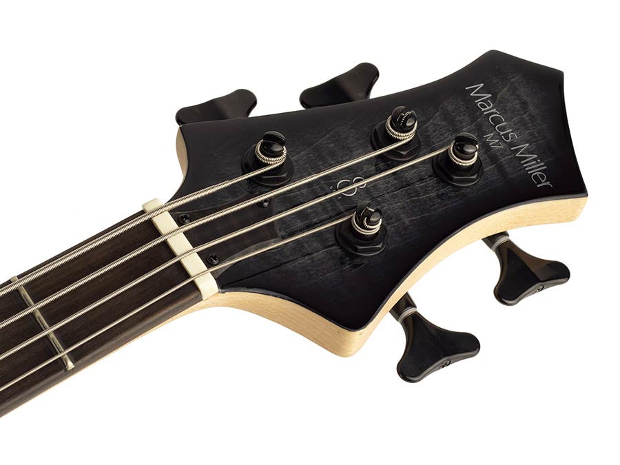 Sire Basses - M7+ S4/tbk - Swamp Ash + Solid Maple 4-String Bass Guitar – Transparent Black
