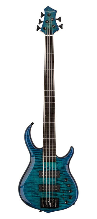 alder + solid maple 5-string bass guitar transparent blue