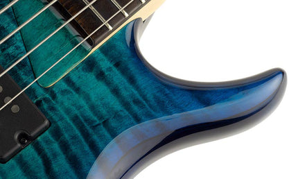 alder + solid maple 5-string bass guitar transparent blue