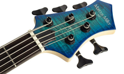 alder + solid maple 5-string bass guitar transparent blue