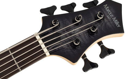 swamp ash + solid maple 5-string bass guitar transparent black