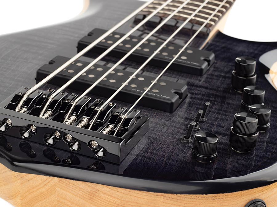 Sire Basses - M7+ S5/tbk - Swamp Ash + Solid Maple 5-String Bass Guitar – Transparent Black