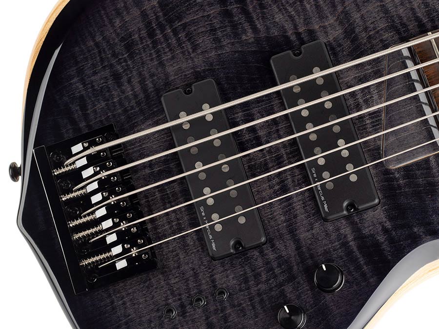 Sire Basses - M7+ S5/tbk - Swamp Ash + Solid Maple 5-String Bass Guitar – Transparent Black