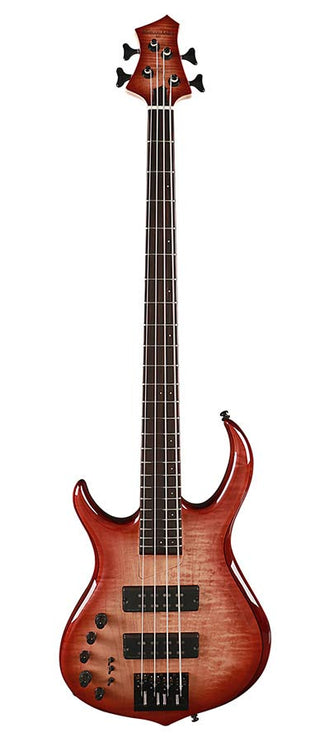 lefty alder + solid maple 4-string bass guitar brown