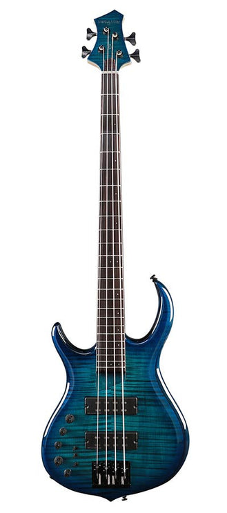 lefty alder + solid maple 4-string bass guitar transparent blue