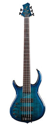 lefty alder + solid maple 5-string bass guitar transparent blue