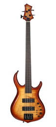 fretless alder + solid maple 4-string bass guitar brown