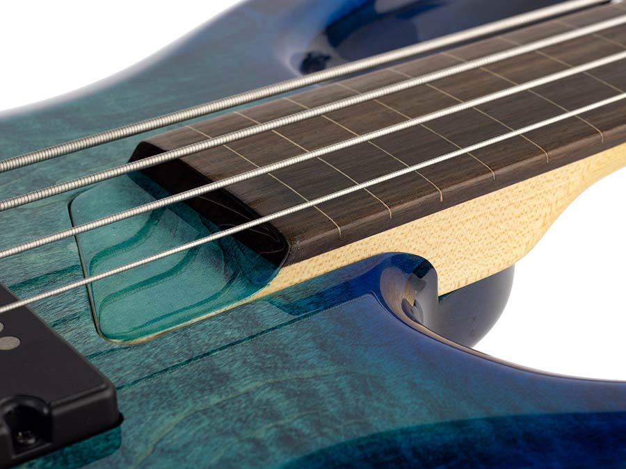 Sire Basses - M7+ A4f/tbl - Fretless Alder + Solid Maple 4-String Bass Guitar – Transparent Blue